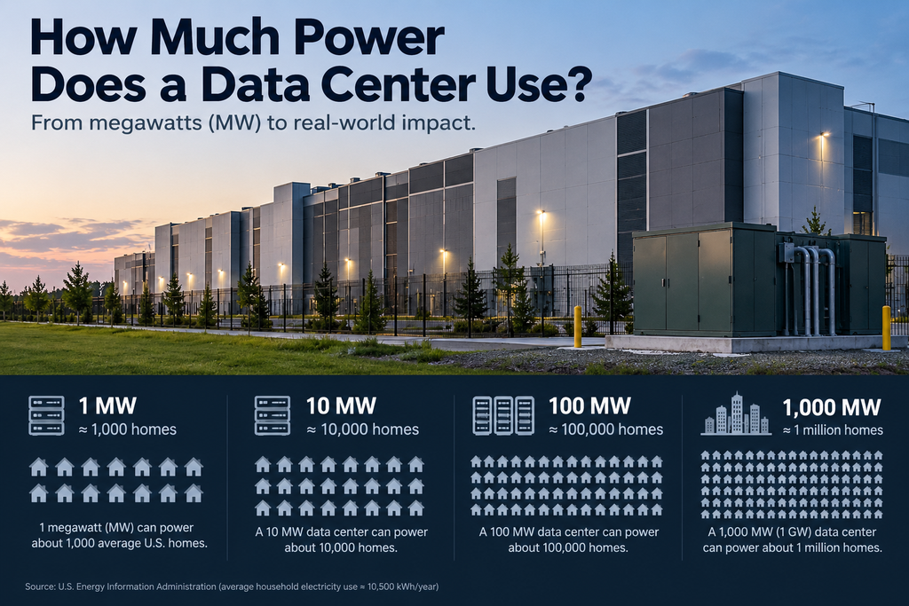How Much Power Does a Data Center Use MW & Real-World Examples